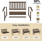 Ciokea 48" Outdoor Bench, HDPE Weatherproof Porch Bench, 2-Person Garden Benches - Image 6