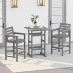 Tangkula 3-Piece Patio HDPE Bar Set, 2 Bar Height Adirondack Armchairs w/Square - Image 2