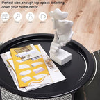 Garden 4 you End Table 2 PCS Metal Side Table Black Round Folding Tray Cyan - Image 5