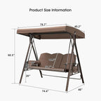 PURPLE LEAF 3-Seat Deluxe Outdoor Patio Porch Swing - Image 5