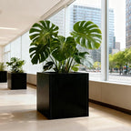 Galvanized Steel Planter Box Black Metal Planter Large Square 32Inch Indoor - Image 4