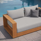 Modway Tahoe Acacia Wood Outdoor Patio Loveseat in Natural Light Gray - Image 5