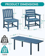 SERWALL 7-Piece Outdoor Dining Set, All Weather HDPE Outdoor Furniture Set - Image 2
