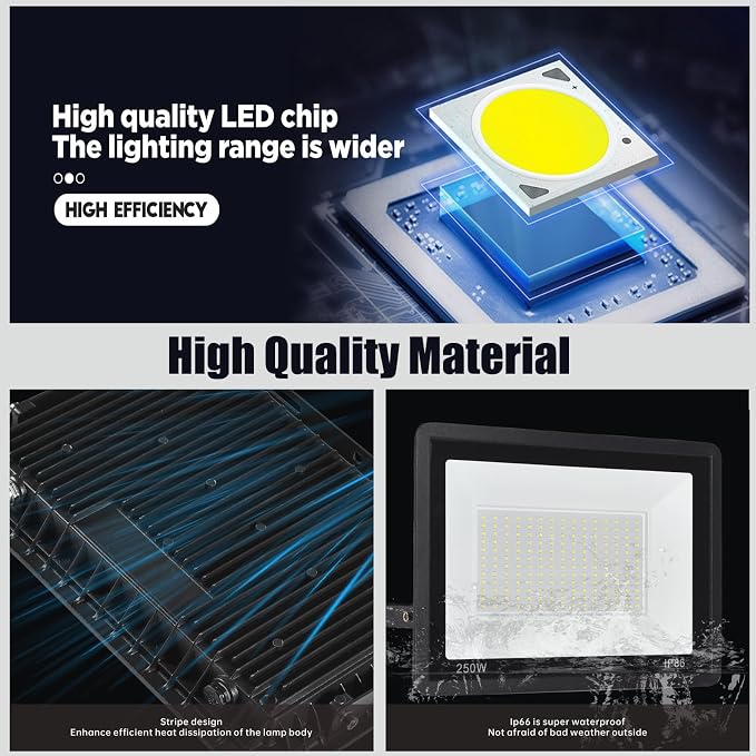 4Pack LED Flood Light Outdoor, 50W LED Work Light 5500lmwith 6FT US Plug - Image 4