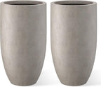 Kante 24 Inch Tall Round Concrete Planter, 2 Pack Large Indoor Outdoor Plant by Kante