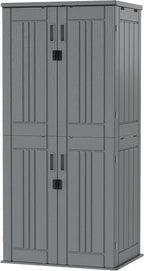 EHHLY Heavy Duty Tall Storage Cabinet Outdoor Weatherproof, 28 Cuft Garage - Image 5
