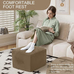 MeMoreCool Square Stuffed Pouf Ottoman Foot Rest, Floor Pouf Foot Stool - Image 3