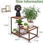 XXXFLOWER Plant Stand Indoor Outdoor 3 Tiers Wood Plant Shelf - Image 2