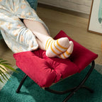 HollyHOME 15" Folding Footrest Stool, Upholstered Small Foldable Ottoman - Image 8