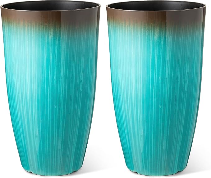 Glitzhome 23.5" H Tall Outdoor Planter, Large Flower Pots by Glitzhome
