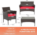FDW Patio Furniture Set PE Rattan Patio Set Wicker Outdoor Furniture Bistro Set - Image 7