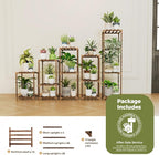 Bamworld 5 Sets Plant Stands Indoor Outdoor Combo Plant Shelves Wooden Plant - Image 7