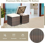 Tangkula 2 Pieces Patio Ottomans, Patiojoy Hand-Woven PE Rattan Side Table - Image 7