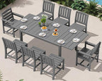 SERWALL 9-Piece Outdoor Dining Set, All Weather HDPE Outdoor Furniture Set by SERWALL