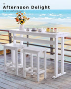 3 Piece HDPE Outdoor Bar Height Table and Chairs Set of 2 Includes High Top - Image 3