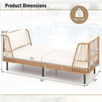 Tangkula Patio Rattan Daybed Set of 2, Boho Outdoor Wicker Lounge Sofa - Image 5