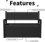 EasyUp 80 Gallon Outdoor Storage Bench Lockable Deck Box Outdoor Storage Box - Image 8