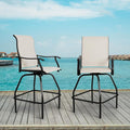 LEVELEVE Patio Bar Set 2pcs Swivel Bar Stools Outdoor Bistro Textilene by Enjoyyourlife