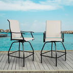 LEVELEVE Patio Bar Set 2pcs Swivel Bar Stools Outdoor Bistro Textilene by Enjoyyourlife