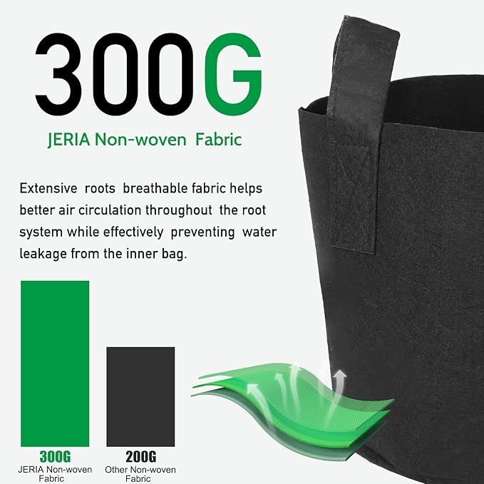 JERIA 12-Pack 10 Gallon Grow Bags, 300G Thickened Nonwoven Garden Pots - Image 4