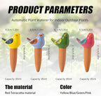 4 Pack Self Watering Bird Shaped Globes, Terracotta Vacation Planters Devices - Image 2