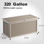 DRATO 320 Gallon Deck Box, Outdoor Large Waterproof Resin Storage Box - Image 3