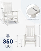 KINGYES Oversized Outdoor Rocking Chair Set of 2, All-Weather Patio Rocking - Image 3