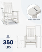 KINGYES Oversized Outdoor Rocking Chair, All-Weather Patio Rocking Chairs - Image 2