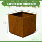 Decoroca Heavy-Duty Corten Steel Planter Box, Large Square Cube Outdoor Planter - Image 5