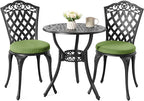 NUU GARDEN 3-Piece Patio Bistro Set Outdoor Cast Aluminum Bistro Table and by NUUGARDENCORPORATION