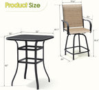 Devoko Patio Swivel Bar Set 3 Pieces Patio High Top Bar Table and Stools Chairs - Image 3