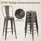 COSTWAY Metal Bar stools Set of 4, - Image 6
