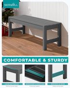 SERWALL 47 Inches Outdoor Bench Set of 2, All Weather HDPE Backless Bench - Image 6