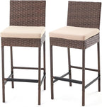 ECOTOUGE Patio Bar Stools Set of 2, Wicker Barstools by ECOTOUGE