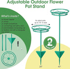 Tellingyou 2 Pack Adjustable Outdoor Flower Pot Stand, Metal Outdoor Plant - Image 3