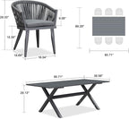 PURPLE LEAF 7 Pieces Longer Outdoor Dining Set - Image 8