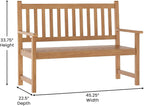 Flash Furniture Adele Commercial Indoor/Outdoor Acacia Wood Bench, 2-Person - Image 2