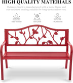 50" Outdoor Garden Bench, Cast Iron Metal Outdoor Benches Weatherproof - Image 5