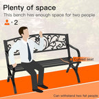 Patio Garden Bench 50 inch Outdoor Metal Loveseat Chairs - Image 5