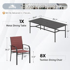 Patio Dining Set 9 PCS, 8 Stable Outdoor Dining Chairs - Image 3