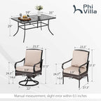 PHI VILLA Outdoor Dining Set for 6, Outdoor Table and Chairs Set for 6 - Image 2