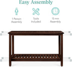 Best Choice Products 48in 2-Shelf Eucalyptus Wooden Console Table Indoor - Image 7