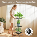 LASZOLA 3 Tier Black Metal Plant Stand Indoor Outdoor - Image 3