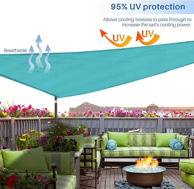 E&K Sunrise 13' x 13' x 13' Sun Shade Sail Triangle Canopy Shade Cover UV Block - Image 5