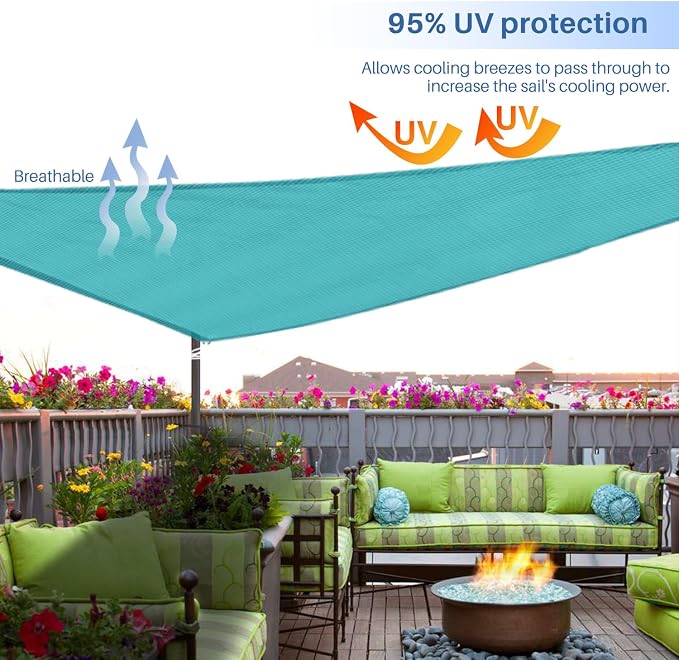E&K Sunrise 7' x 7' x 7' Sun Shade Sail Triangle Canopy Shade Cover UV Block - Image 5