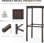 HOMREST Outdoor Tiki Bar Set, 3 Pieces Wicker Patio Bar Set w/2 Height Stools - Image 4