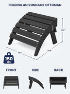 KINGYES Folding Adirondack Ottoman - Image 3