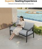 Outdoor Patio Loveseat, Never-Rust Aluminum Outdoor Loveseat Couch - Image 4