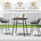 C-Hopetree 41" Counter Height Bar Table, Square Metal Pub Bistro Cocktail Table - Image 3