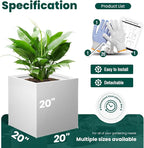 White Outdoor Planter Square Steel Planters Galvanized Steel Planter Box 20 - Image 2